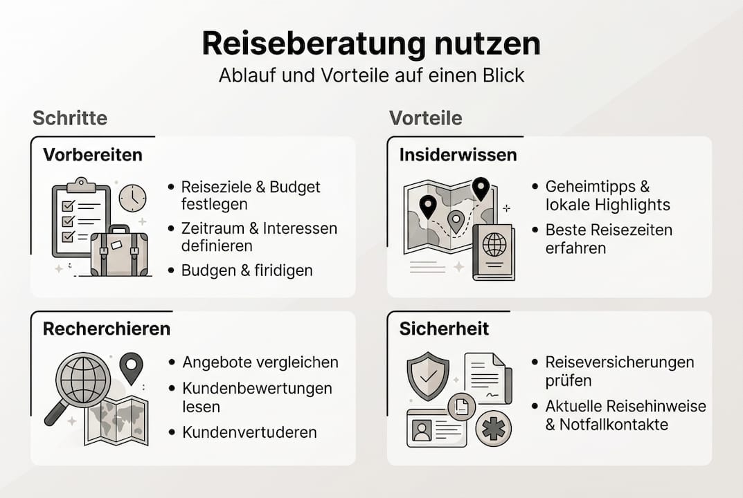 Infografik: So profitieren Sie von einer professionellen Reiseberatung &ndash; Die wichtigsten Schritte im &Uuml;berblick