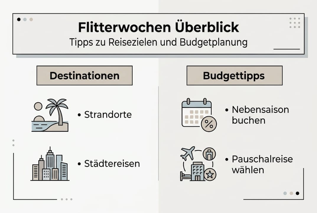 Infografik:  Die sch&ouml;nsten Reiseziele f&uuml;r die Flitterwochen und was sie kosten