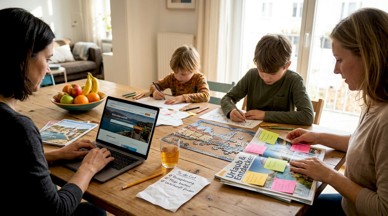 Am K&uuml;chentisch wird der n&auml;chste Familienurlaub besprochen &ndash; alle sitzen zusammen und schmieden Pl&auml;ne f&uuml;r die sch&ouml;nsten Tage des Jahres.