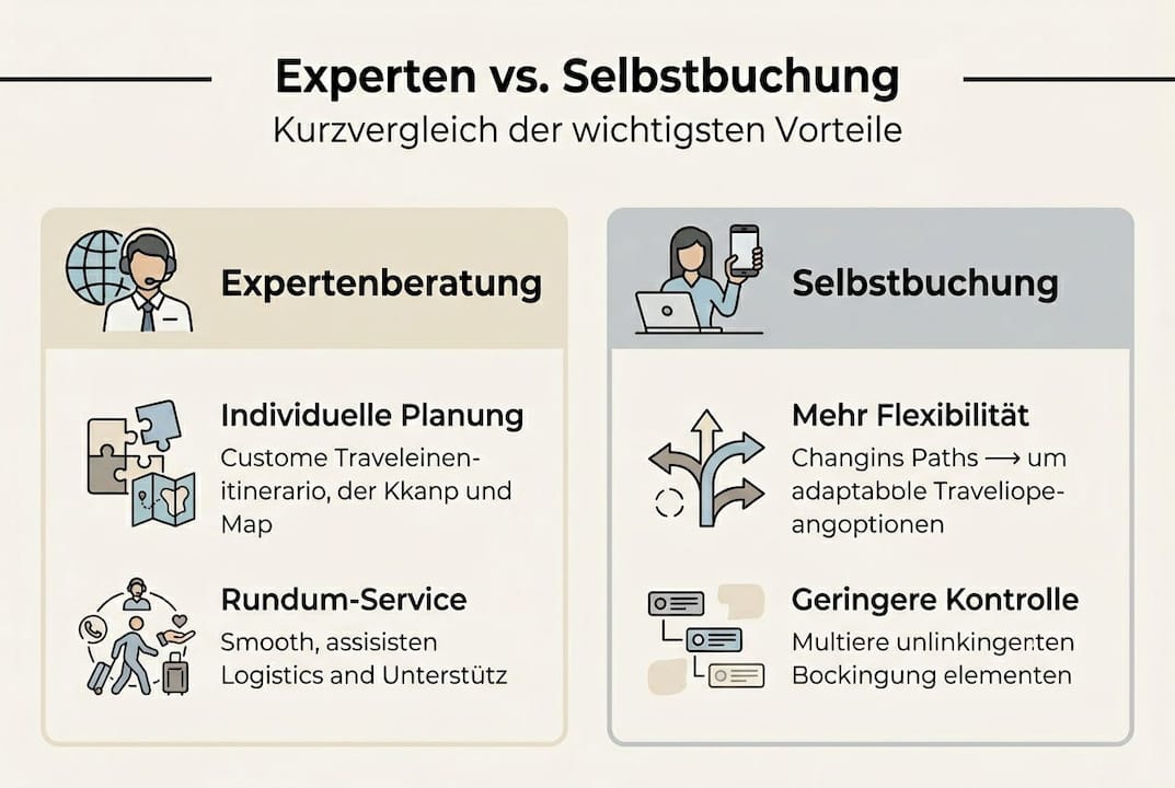 Infografik: Die Vorteile der Buchung &uuml;ber Reiseprofis im Vergleich zur Eigenbuchung