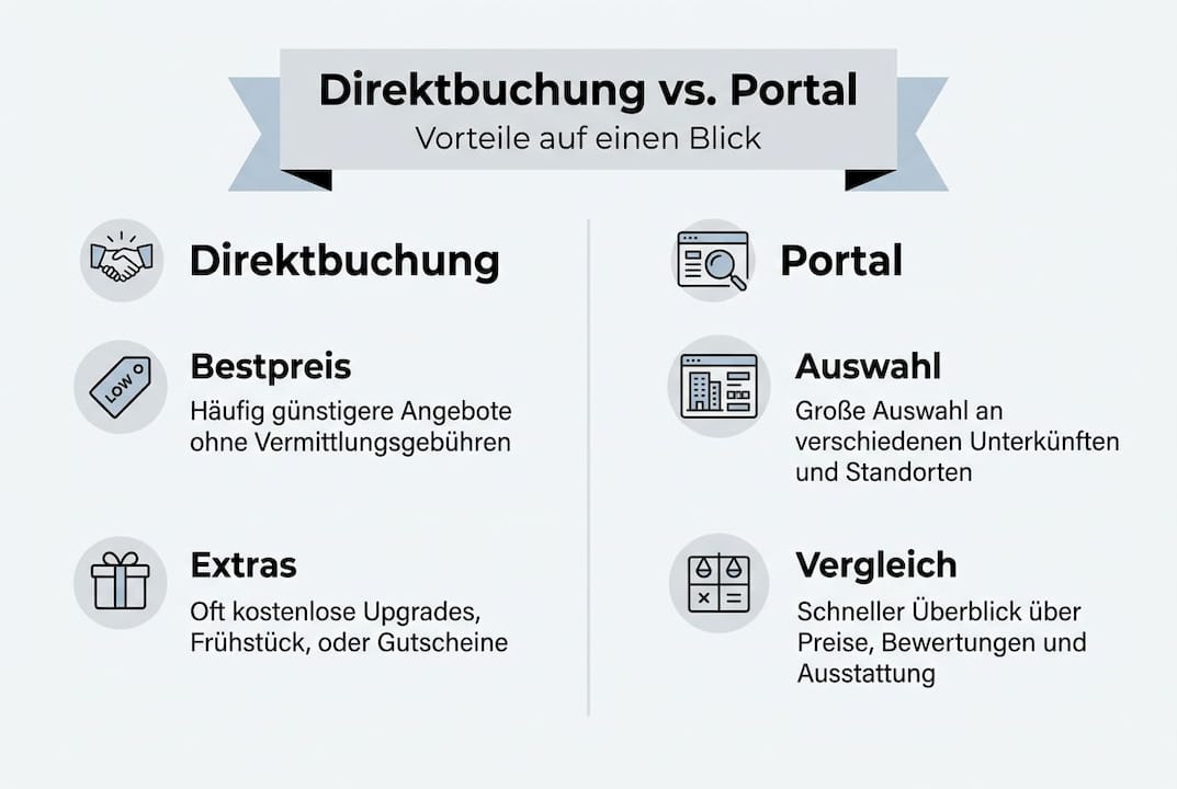 Infografik: Die Vorteile von Direktbuchungen im Vergleich zur Buchung &uuml;ber Online-Portale