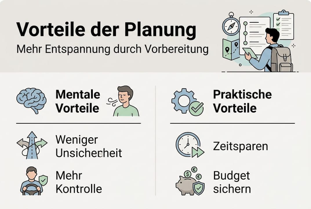 Die Infografik veranschaulicht, warum eine gute Reiseplanung sich lohnt.