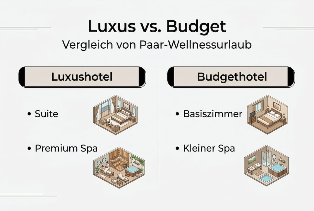 Infografik: Luxus- vs. Spar-Wellnessurlaub f&uuml;r Paare