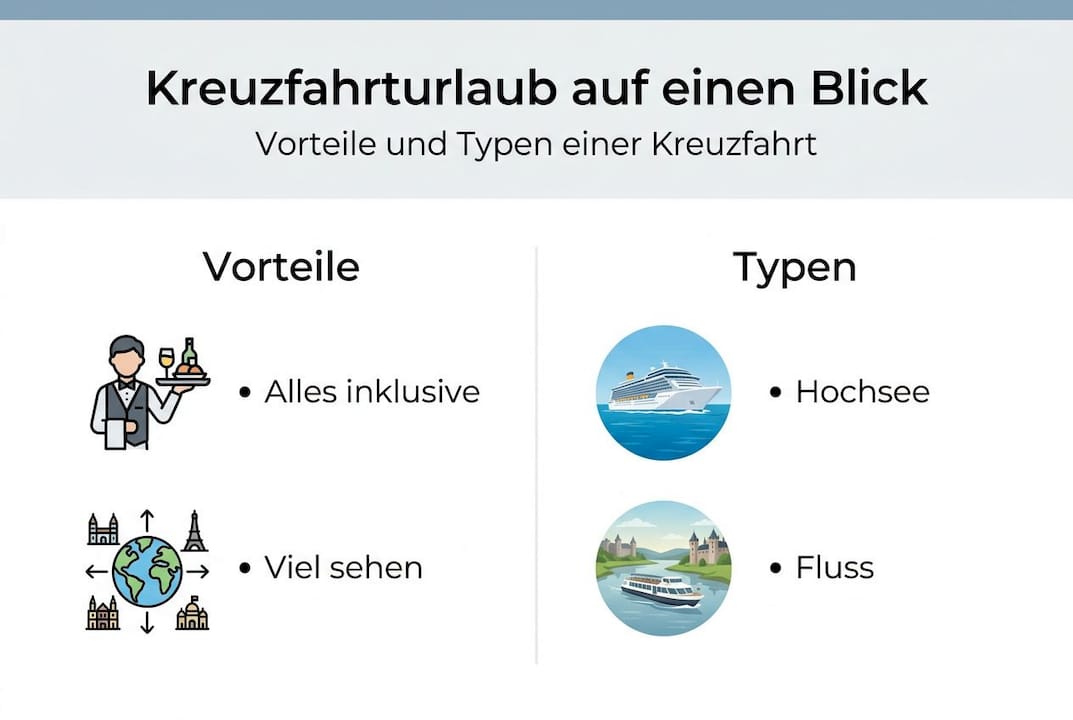 Infografik: Die beliebtesten Kreuzfahrttypen und ihre Vorteile auf einen Blick