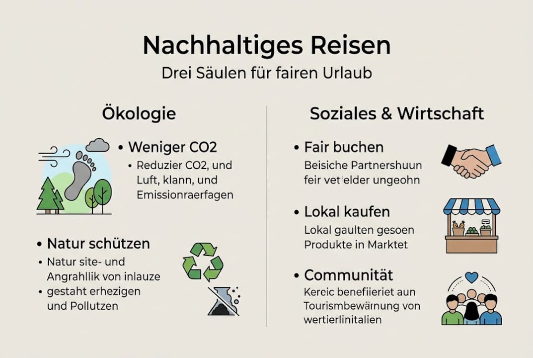 Infografik: Die wichtigsten Bausteine f&uuml;r nachhaltiges Reisen im &Uuml;berblick