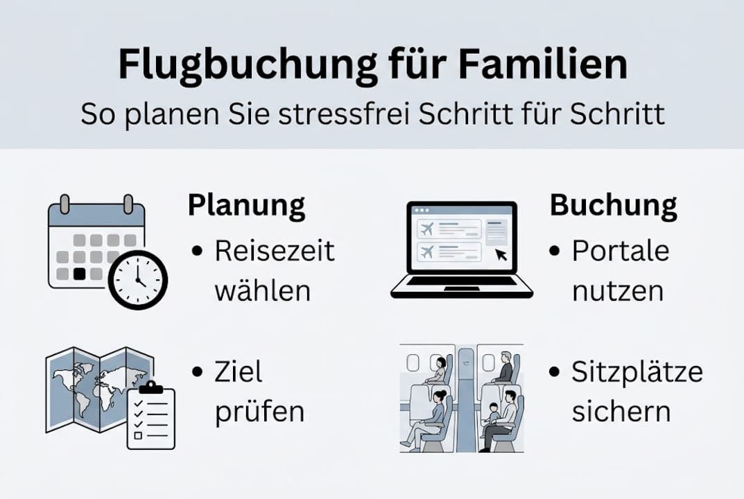 Tipps f&uuml;r eine entspannte Flugbuchung mit der ganzen Familie &ndash; &uuml;bersichtlich in einer Infografik