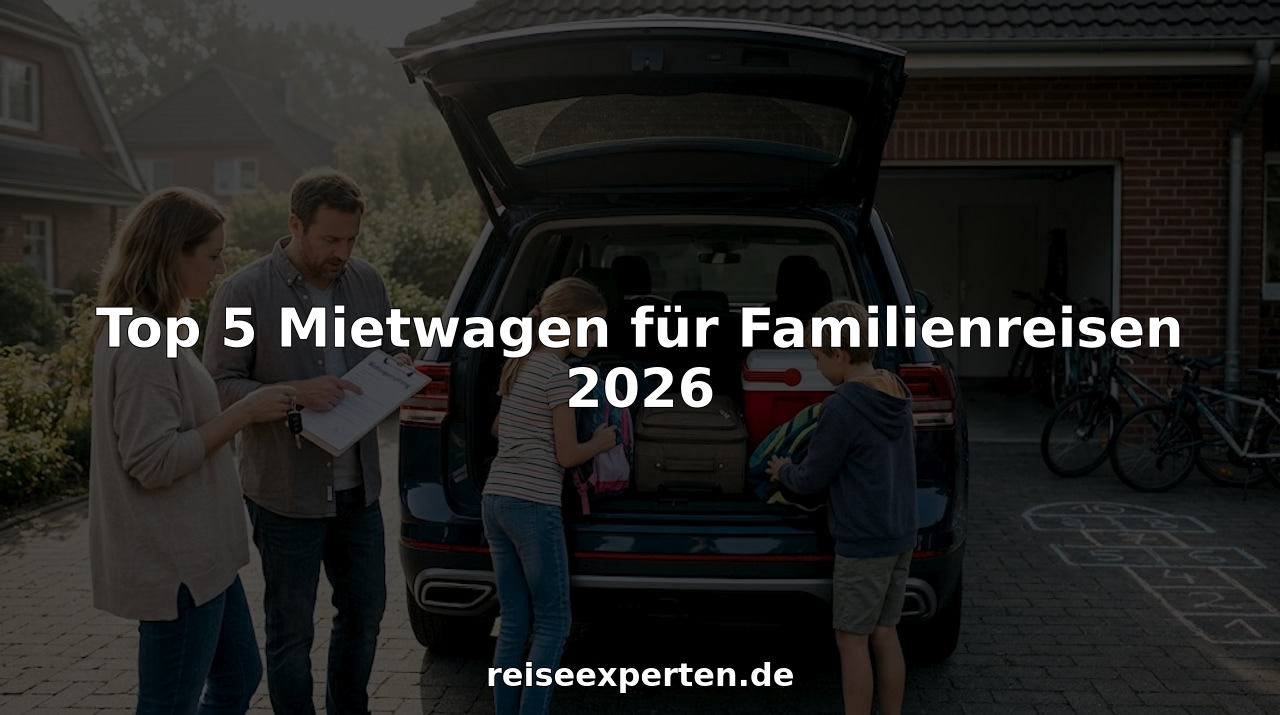 Eine Familie verstaut ihr Gep&auml;ck im Kofferraum eines gemieteten SUVs.