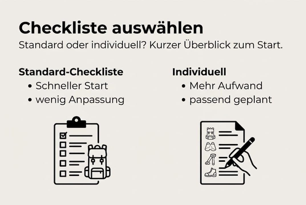 Infografik: Vergleich Standard-Checkliste und ma&szlig;geschneiderte Checkliste