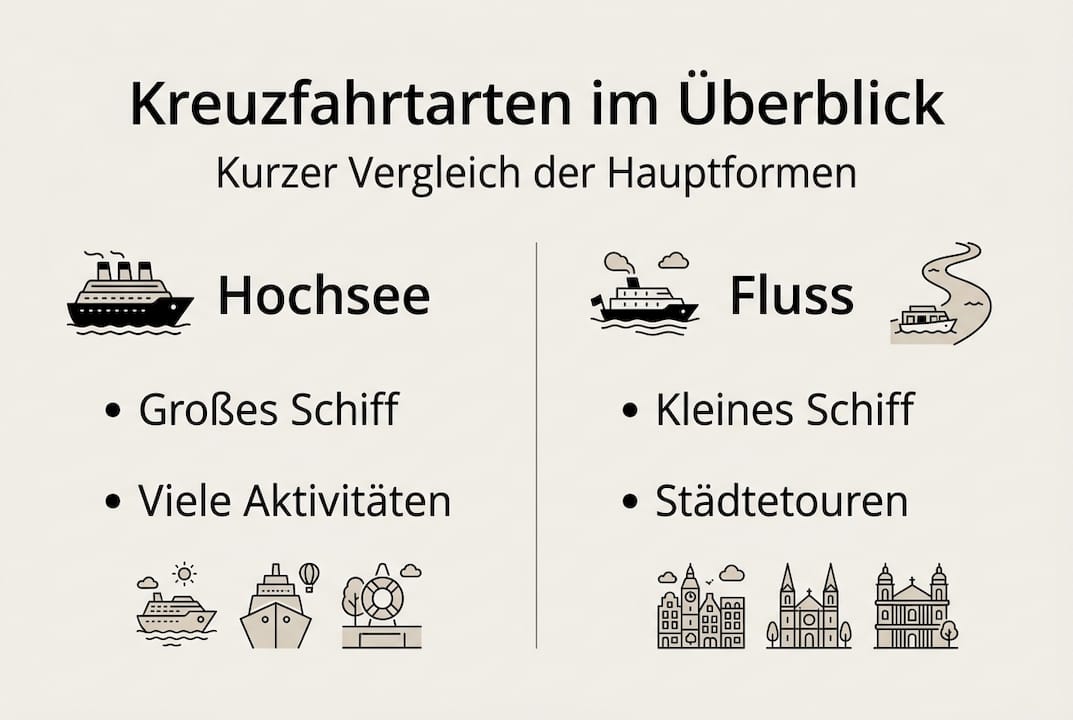 &Uuml;bersichtliche Infografik: Kreuzfahrt-Typen im direkten Vergleich