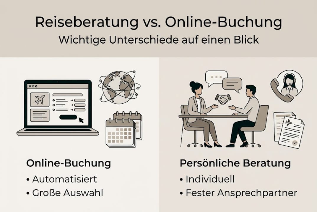 Infografik: Reiseberatung vs. Online-Buchung &ndash; Wo liegen die Unterschiede?