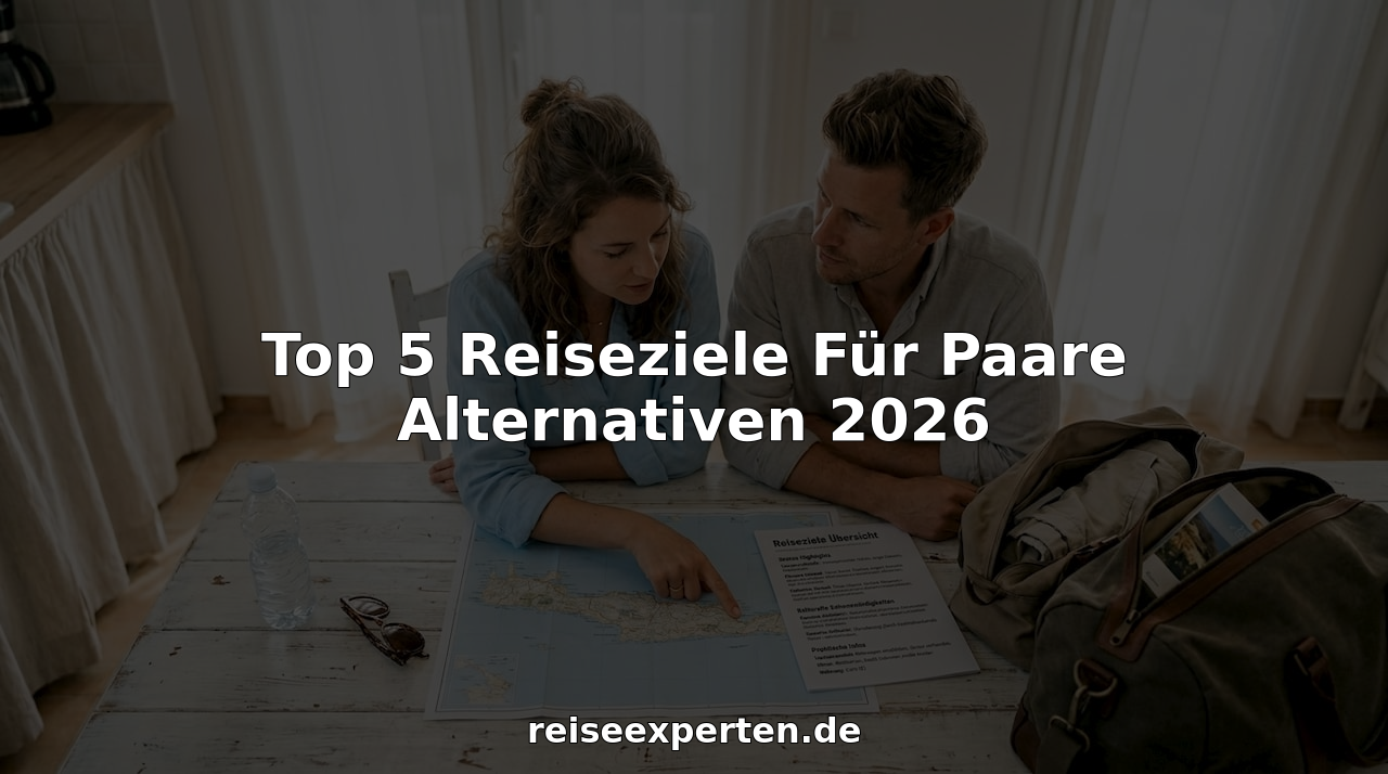 Ein Paar sitzt am K&uuml;chentisch und schmiedet mit einer Landkarte Urlaubspl&auml;ne.