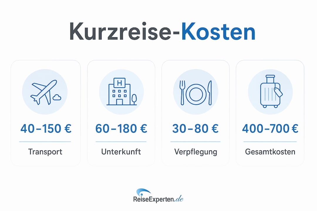Übersichtsgrafik: So setzen sich die Kosten für einen Kurztrip zusammen