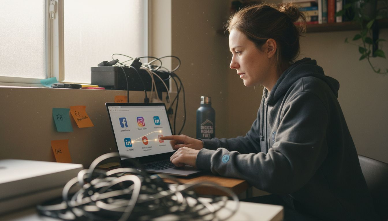 Marketer linking business social media accounts