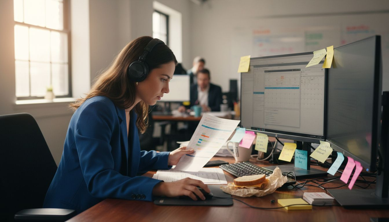 Strategist working on campaign setup workflow