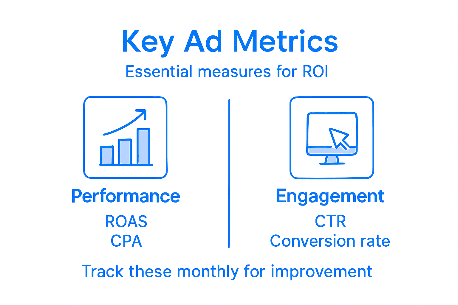 Infographic showing key ad ROI metrics