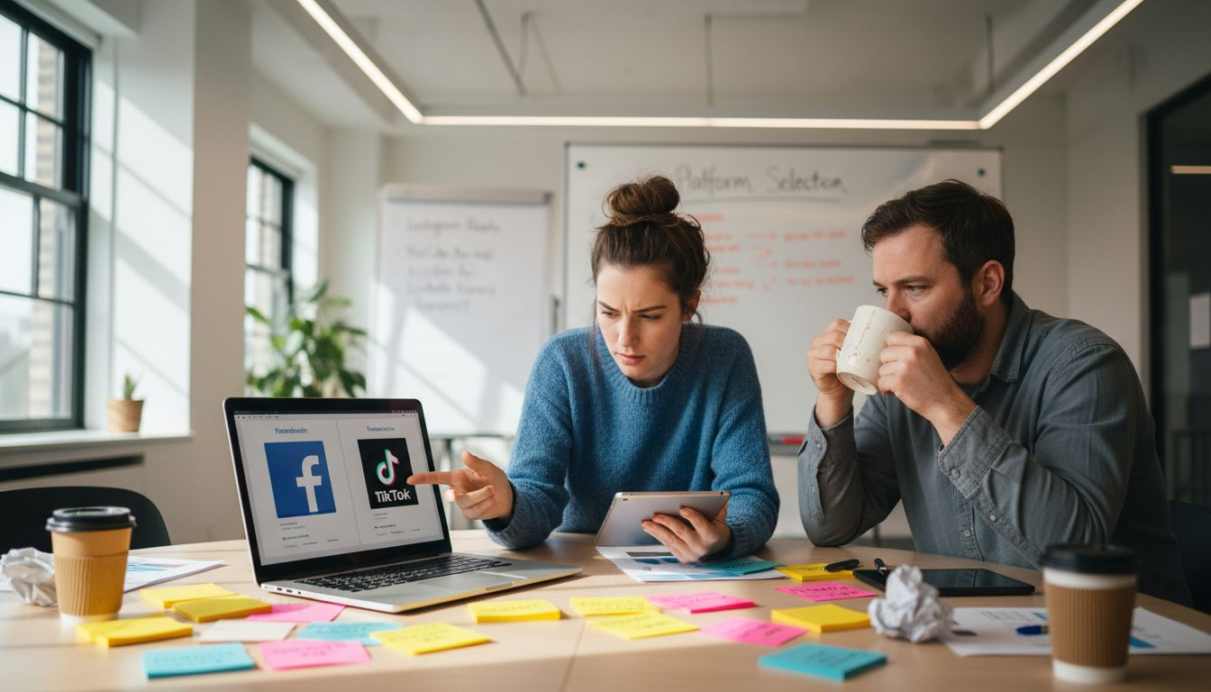 Team creating ad creatives for platforms