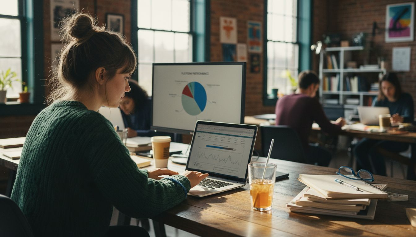 Cross-Platform Ads: Maximizing Reach and Efficiency 1 Designer viewing personalized ad analytics