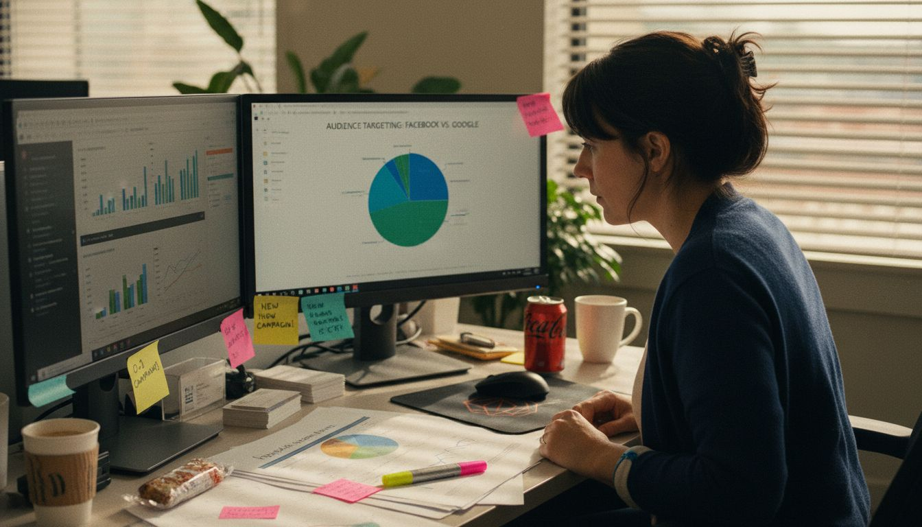 Manager reviewing ad platform targeting differences