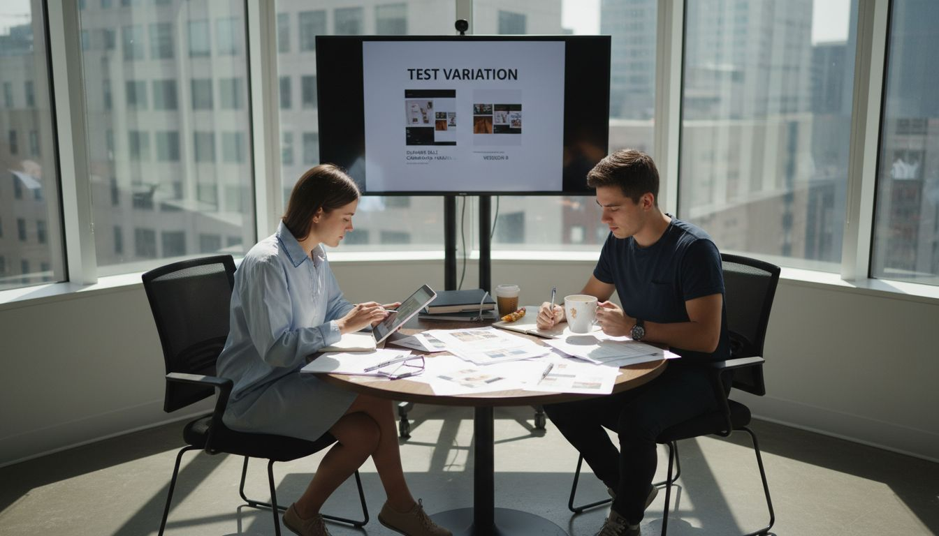 Team reviewing ad creative set up