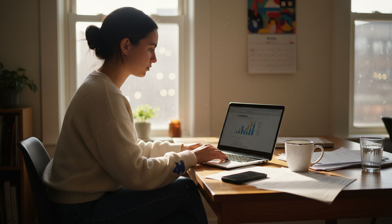 Entrepreneur reviewing ai ad campaign results