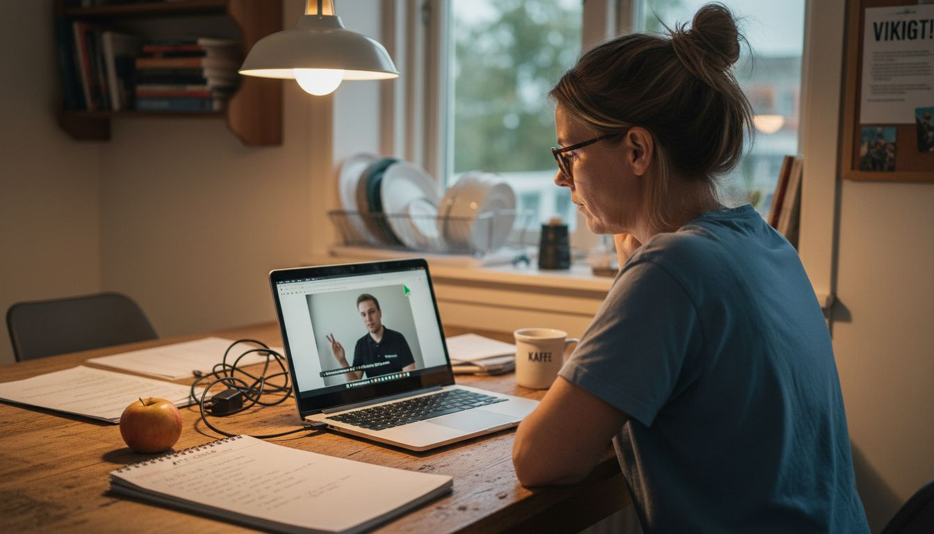 Kvinnan följer stegen noggrant när hon försöker lösa IT-problemet.