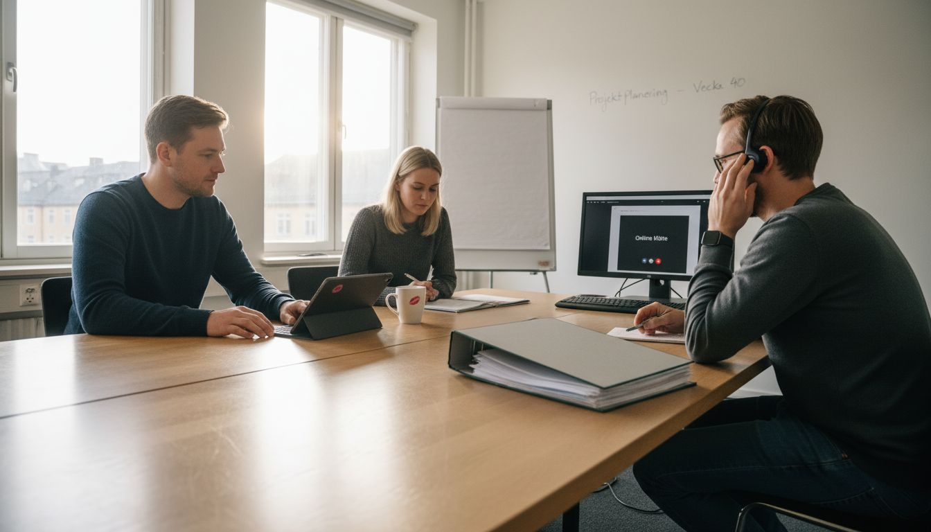 Varför välja fjärrsupport – Smarta IT-lösningar för dig 2 Ett mindre företagsteam som får hjälp på distans