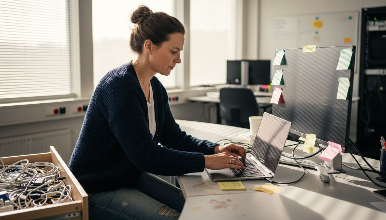IT-tekniker som arbetar med Apple-enheter på kontoret