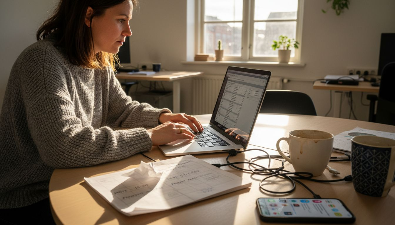 En småföretagare som ser över säkerheten för företagets IT-system.