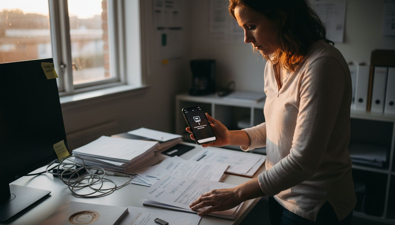 Kvinna nollställer sin iPhone