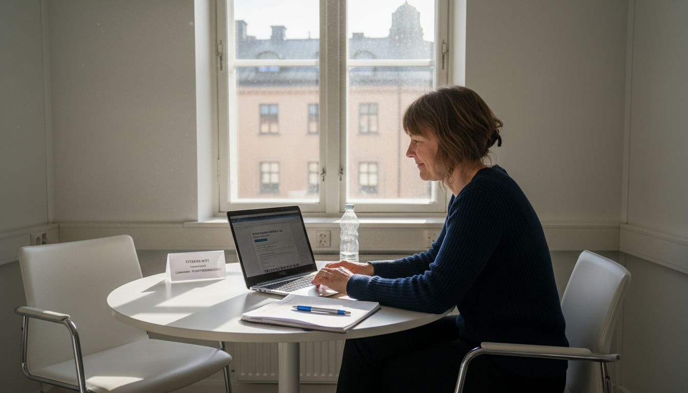 En kvinna loggar in på jobbet och använder VPN för att hålla anslutningen säker.