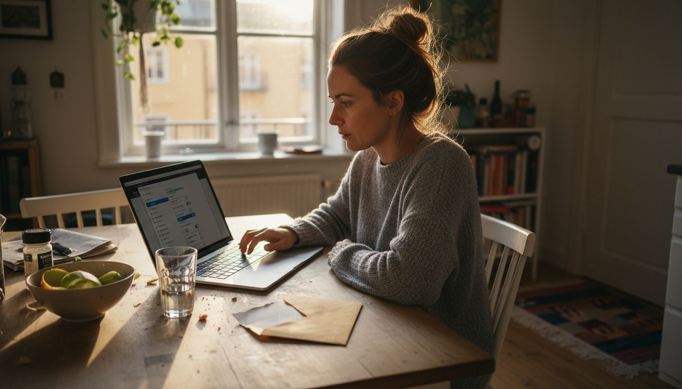 Kvinna som justerar integritetsinställningarna på sin MacBook