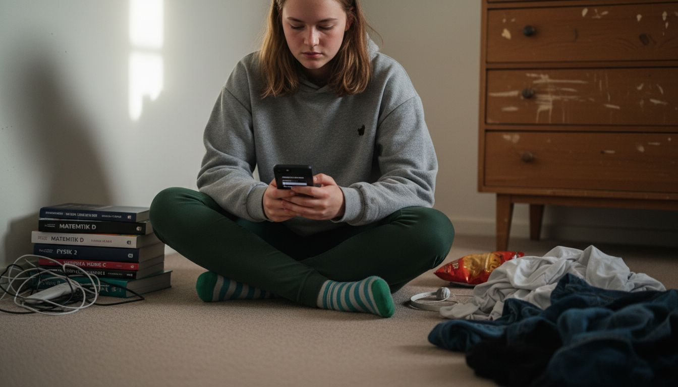 En tonåring som kopplar upp mobilen mot ett wifi-nätverk.