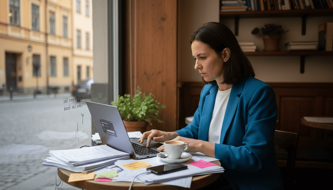 Small business owner setting up network