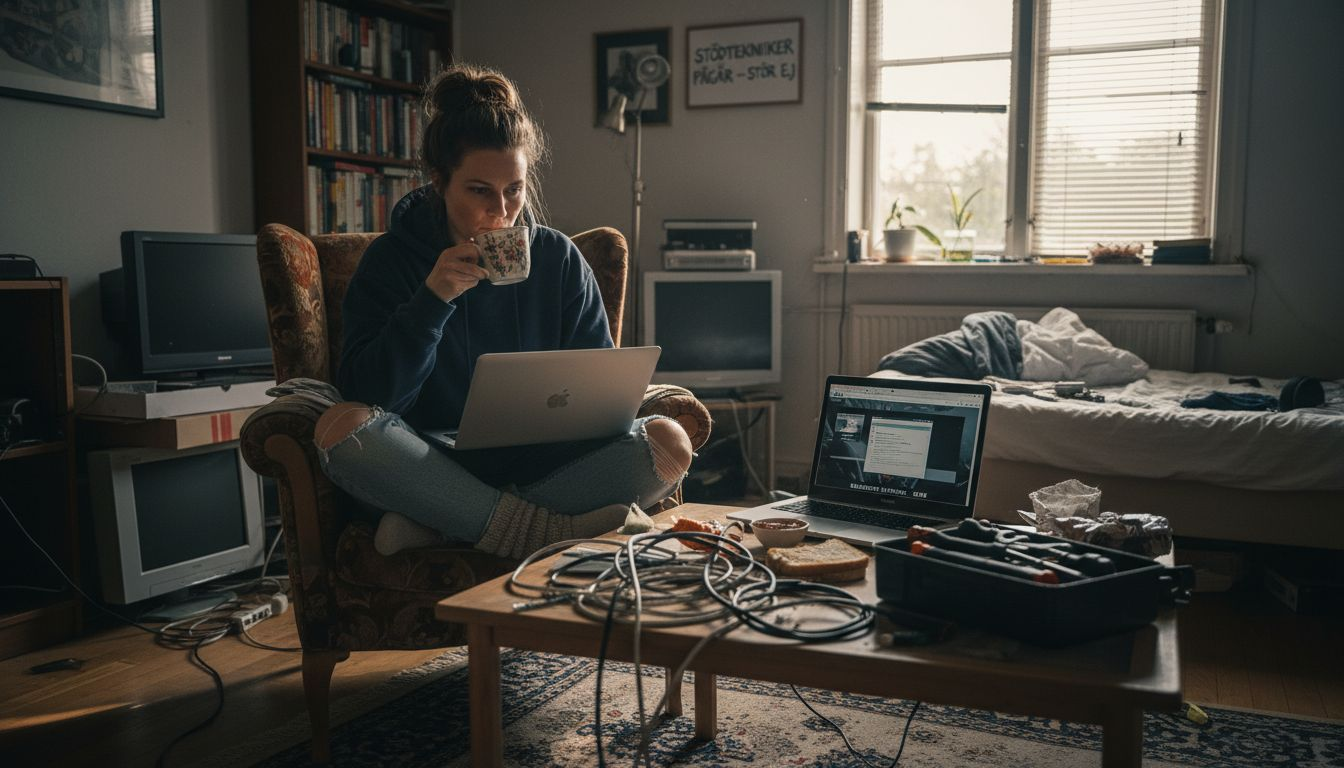 Vad Är Hemma-IT-Support? Nyckeln till Trygg Teknik 2 Fjärrtekniker som kopplar upp sig mot sin dator hemifrån