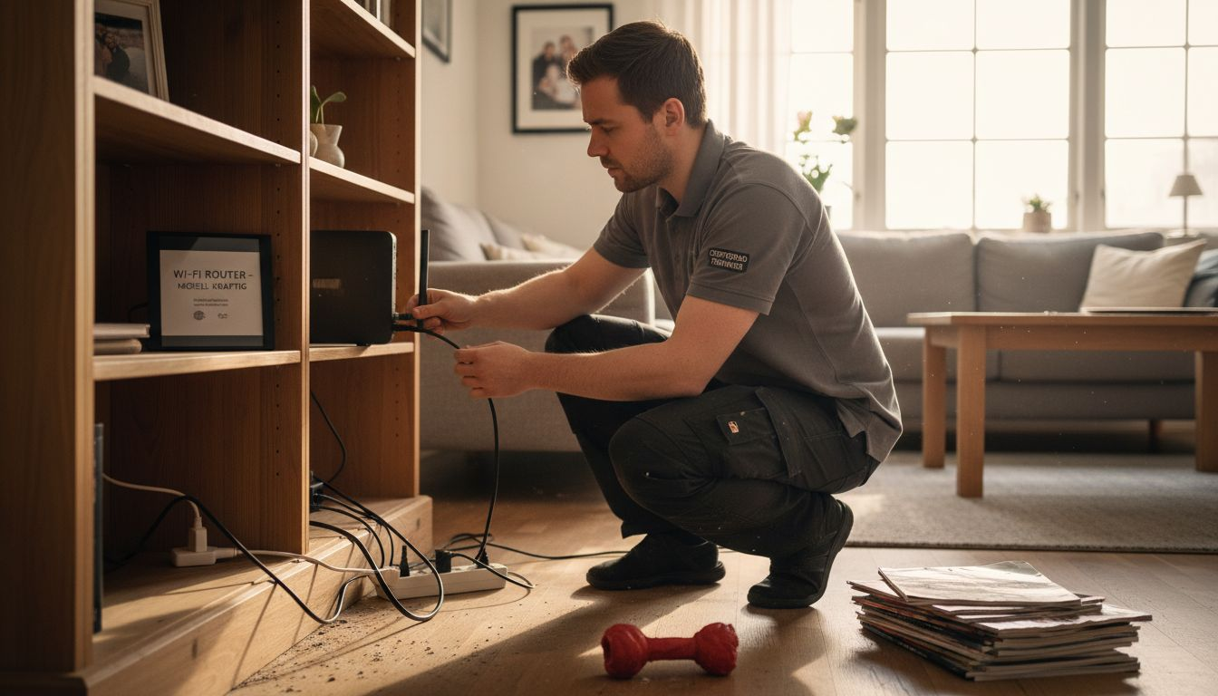 En certifierad tekniker installerar en WiFi-router