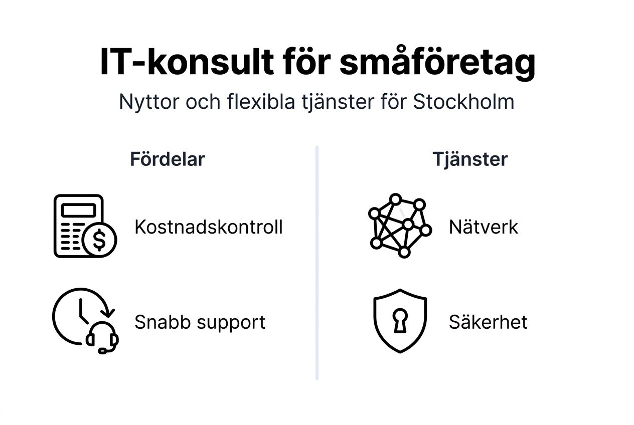 Infografik som ger en snabb överblick av it-konsultbranschen och tjänster för små och medelstora företag