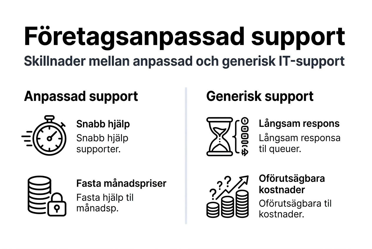 Infografik: Skräddarsydd support eller standardsupport – vad passar ditt företag bäst?