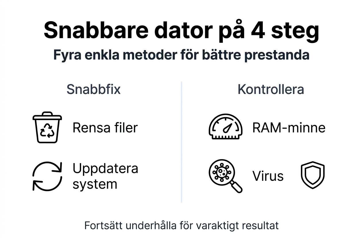 En överskådlig infografik som visar smart datoroptimering i några enkla steg