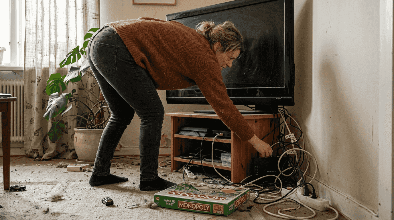 Router gömd bakom tv:n i vardagsrummet
