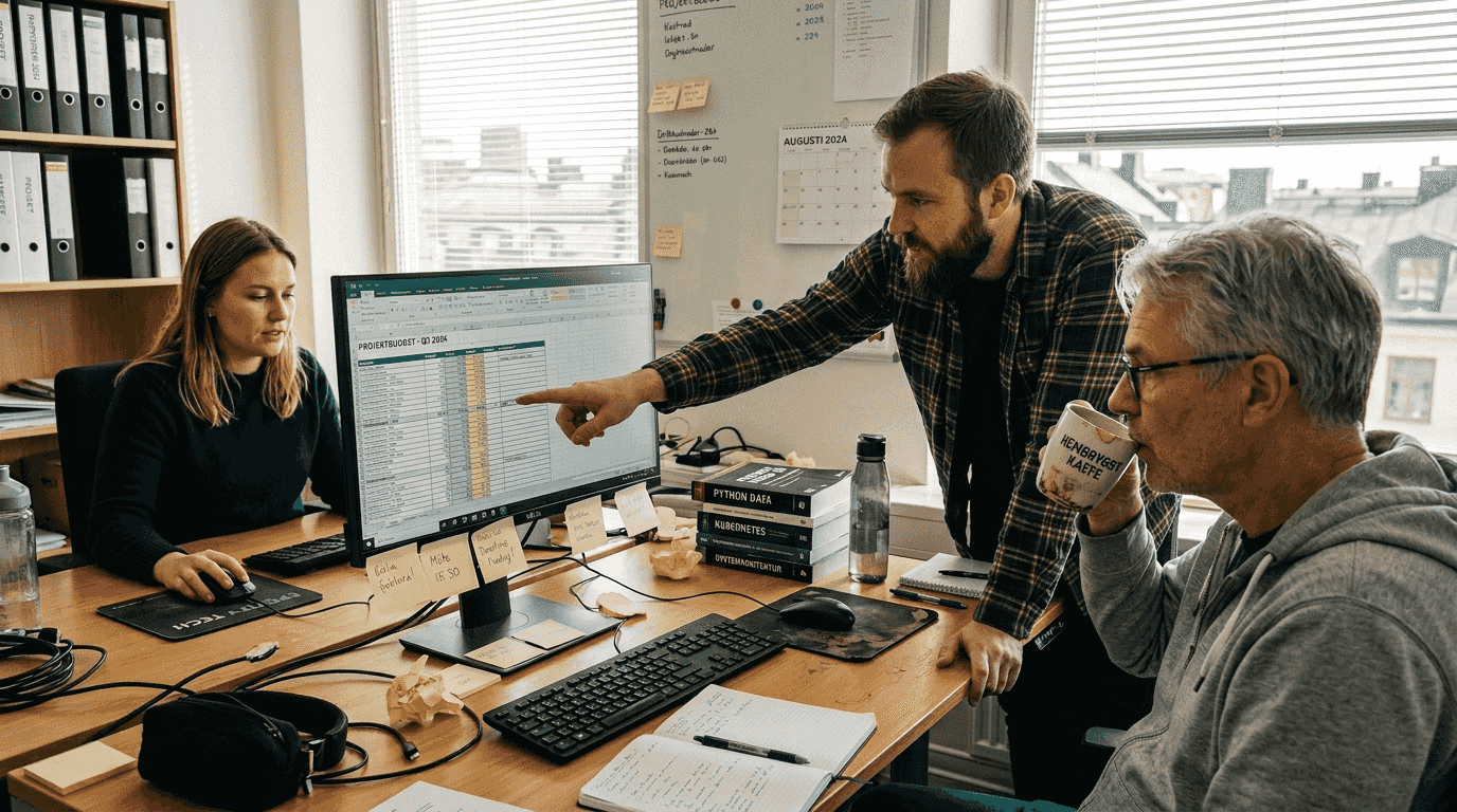 Medarbetare som samarbetar digitalt i en modern molnbaserad kontorsmiljö