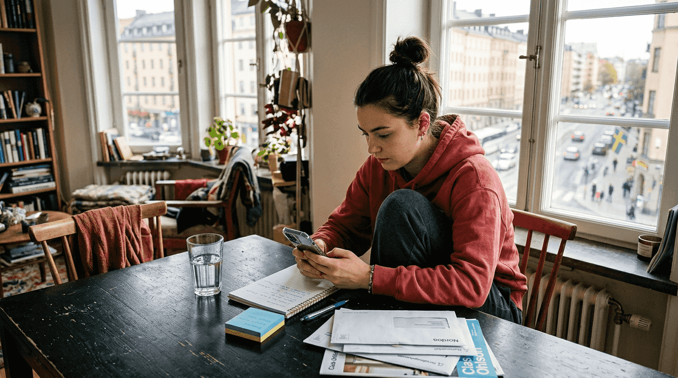 Kvinna som ställer in lösenordshanterare på sin iPhone