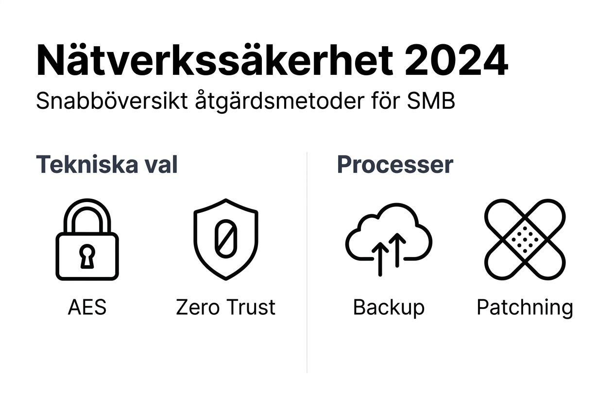 Grafik som presenterar de viktigaste verktygen för nätverkssäkerhet