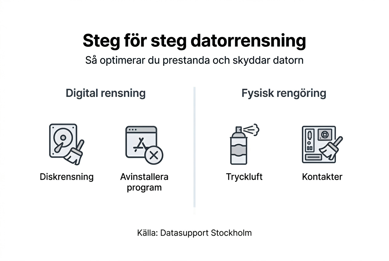 Översikt: Så håller du datorn ren – informativ grafik med praktiska tips