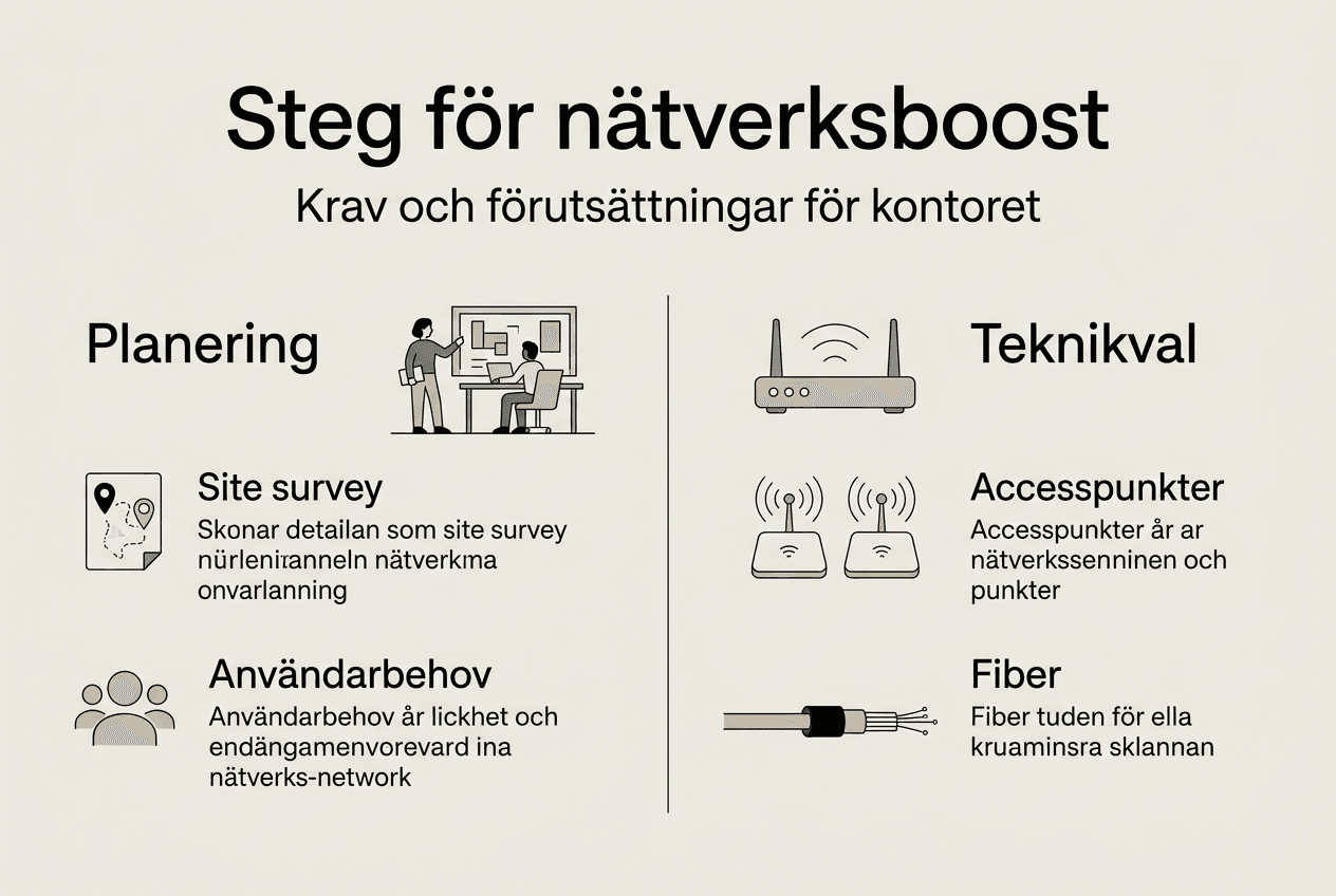 Uppgradera trådlöst nätverk på kontoret 2026 – steg för steg 3 Grafen ger en tydlig översikt över vilka krav som gäller och vilka steg som behöver tas för att uppgradera nätverket.