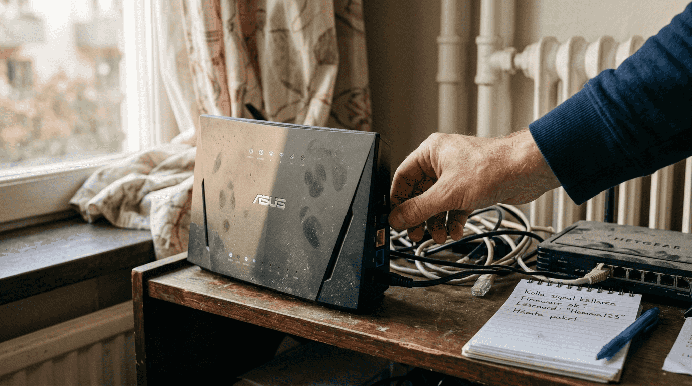 En hand justerar inställningarna på en router som har stöd för WPA3.