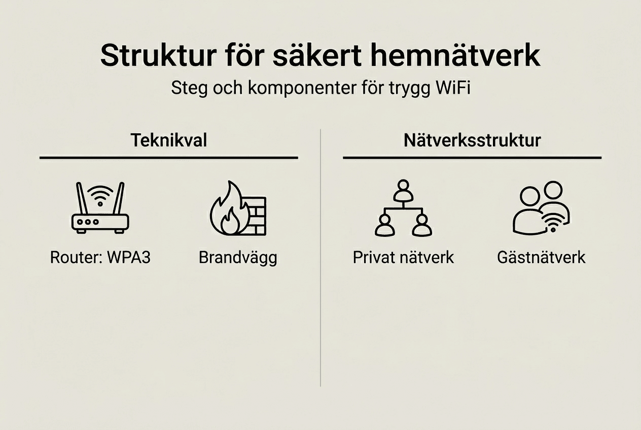 Guide: Så bygger du ett säkert hemmanätverk – en överskådlig infografik