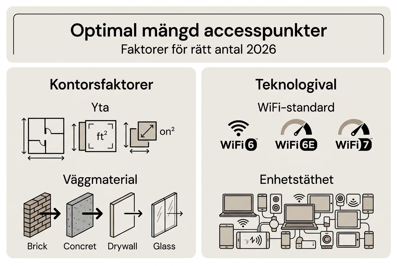 Optimera antalet accesspunkter i kontoret 2026 för bästa nätverk 2 Översikt: Viktiga faktorer att tänka på vid val av accesspunkter