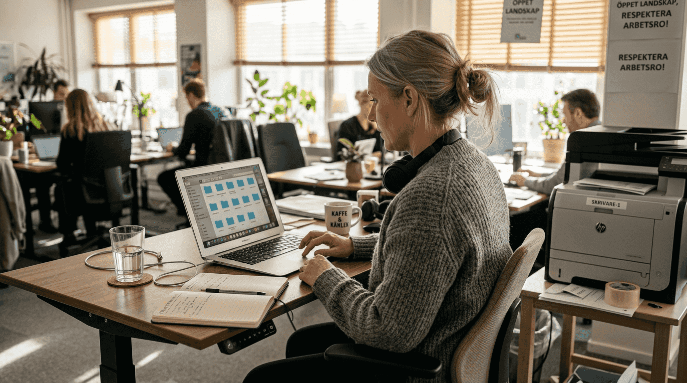 Kontorsarbetare som jobbar smart och digitalt