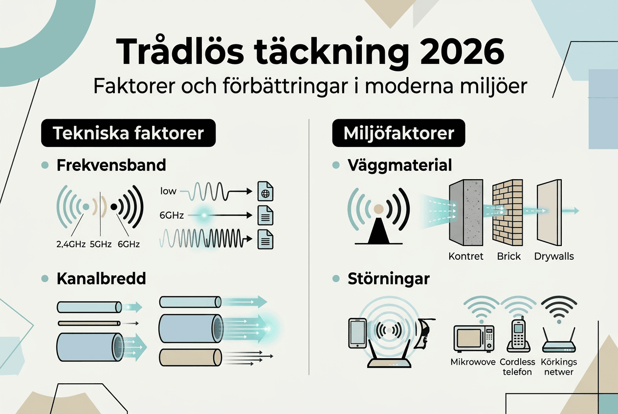 Grafik som visar vad som påverkar trådlös täckning