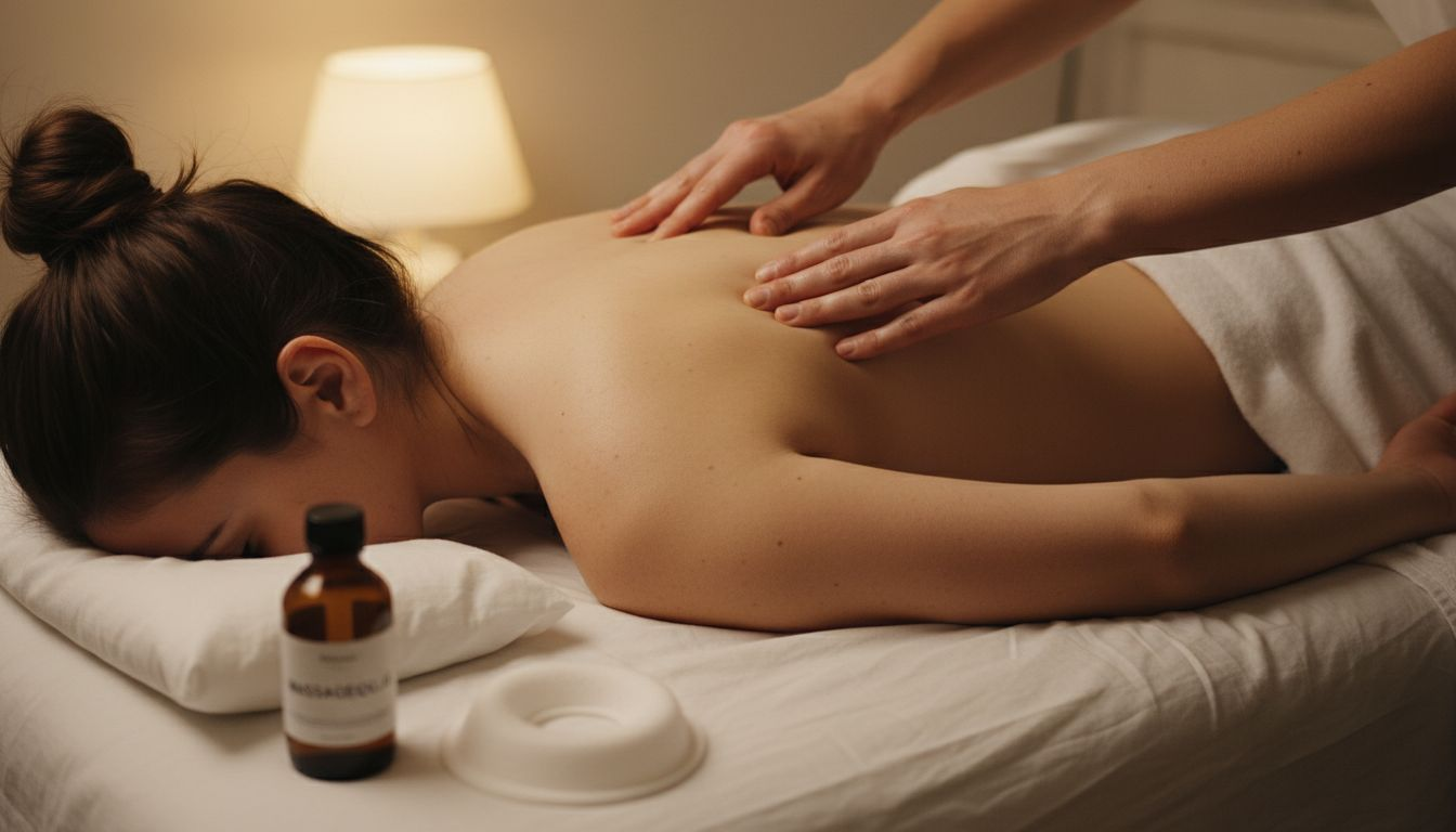 Närbild på händer som masserar en rygg